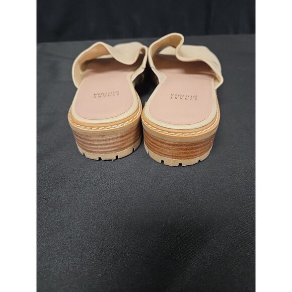 Stuart Weitzman Beige Slide Sandals Suede Flats Size 10 - Picture 5 of 6